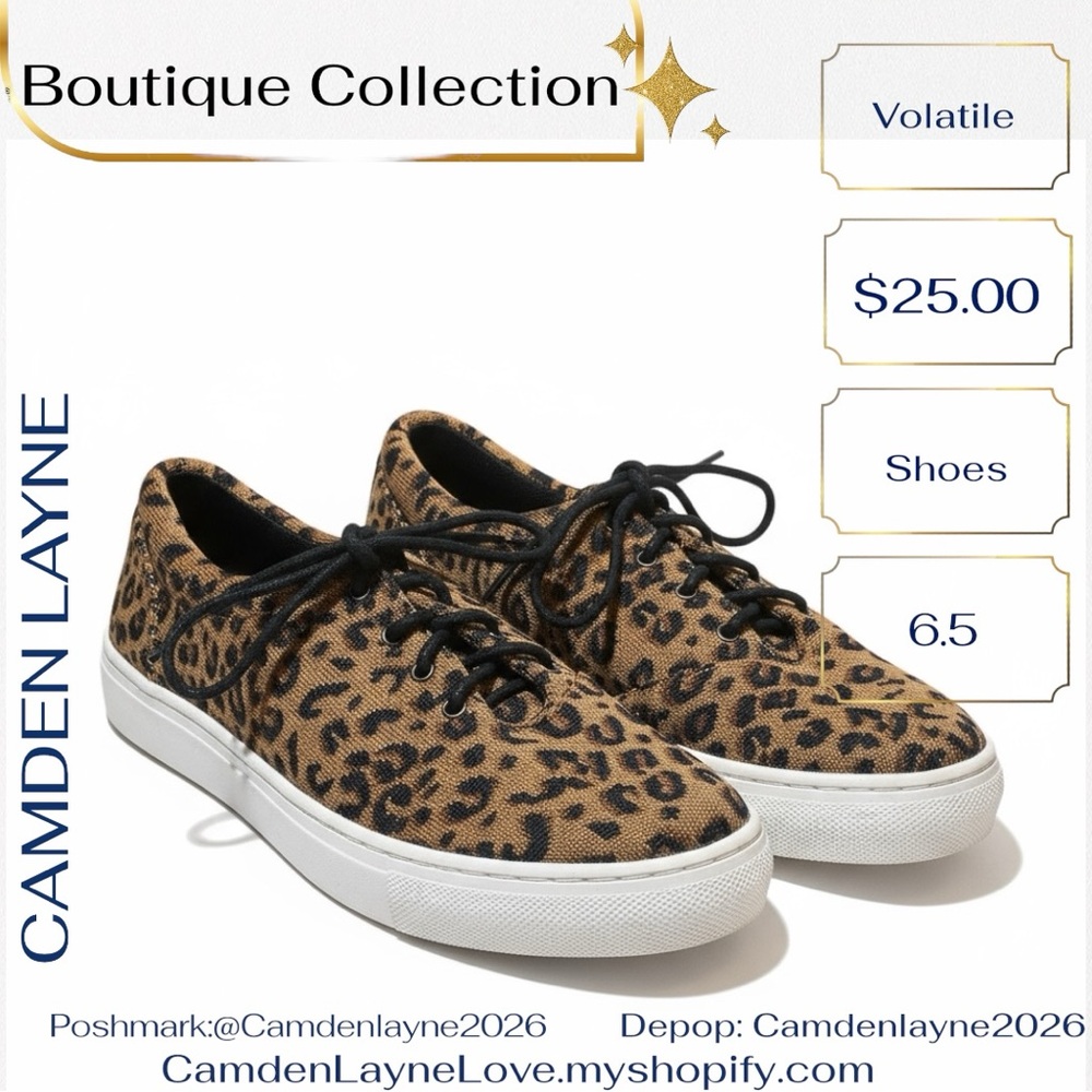 Volatile Tan and Black Animal Print Sneakers - Picture 2 of 4
